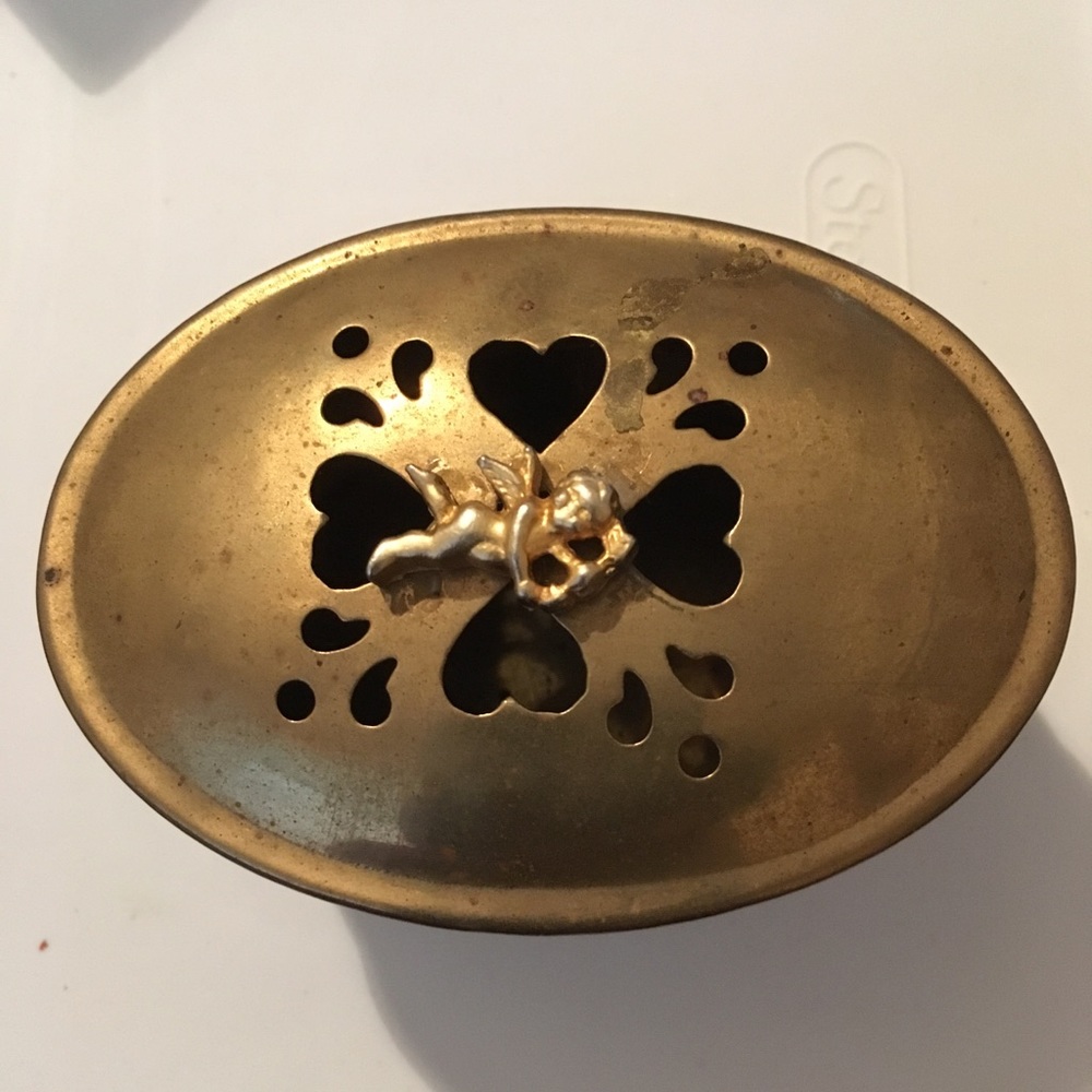Vintage brass cherub box